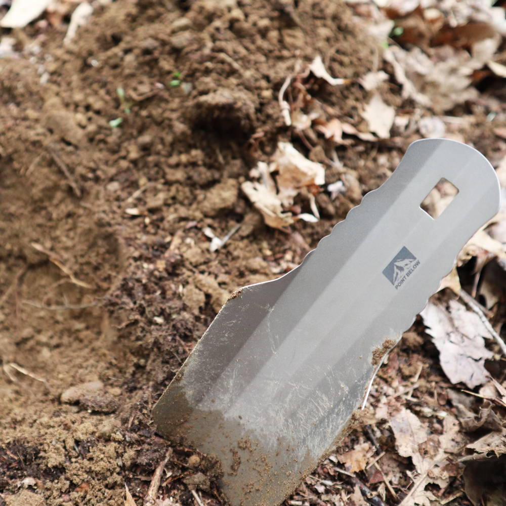 Titanium Backpacker's Hand Shovel Point Below